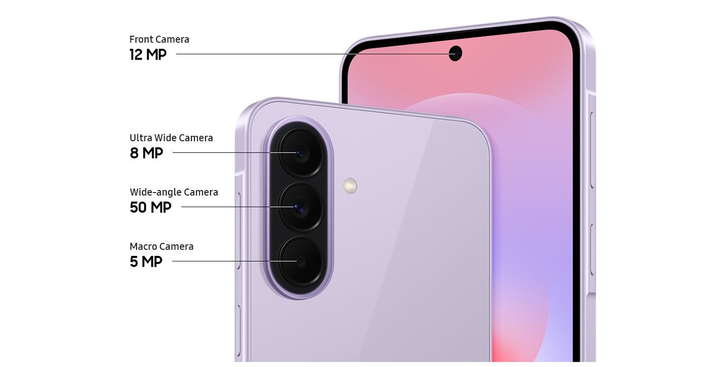 Cámaras del Galaxy A37 5G: 50MP, 8MP ultra gran angular, 5MP macro y 12MP frontal